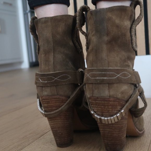 Isabel Marant Gaucho Ankle Boot EU 40 Calfskin Suede in Color Khaki Heels - Picture 2 of 9